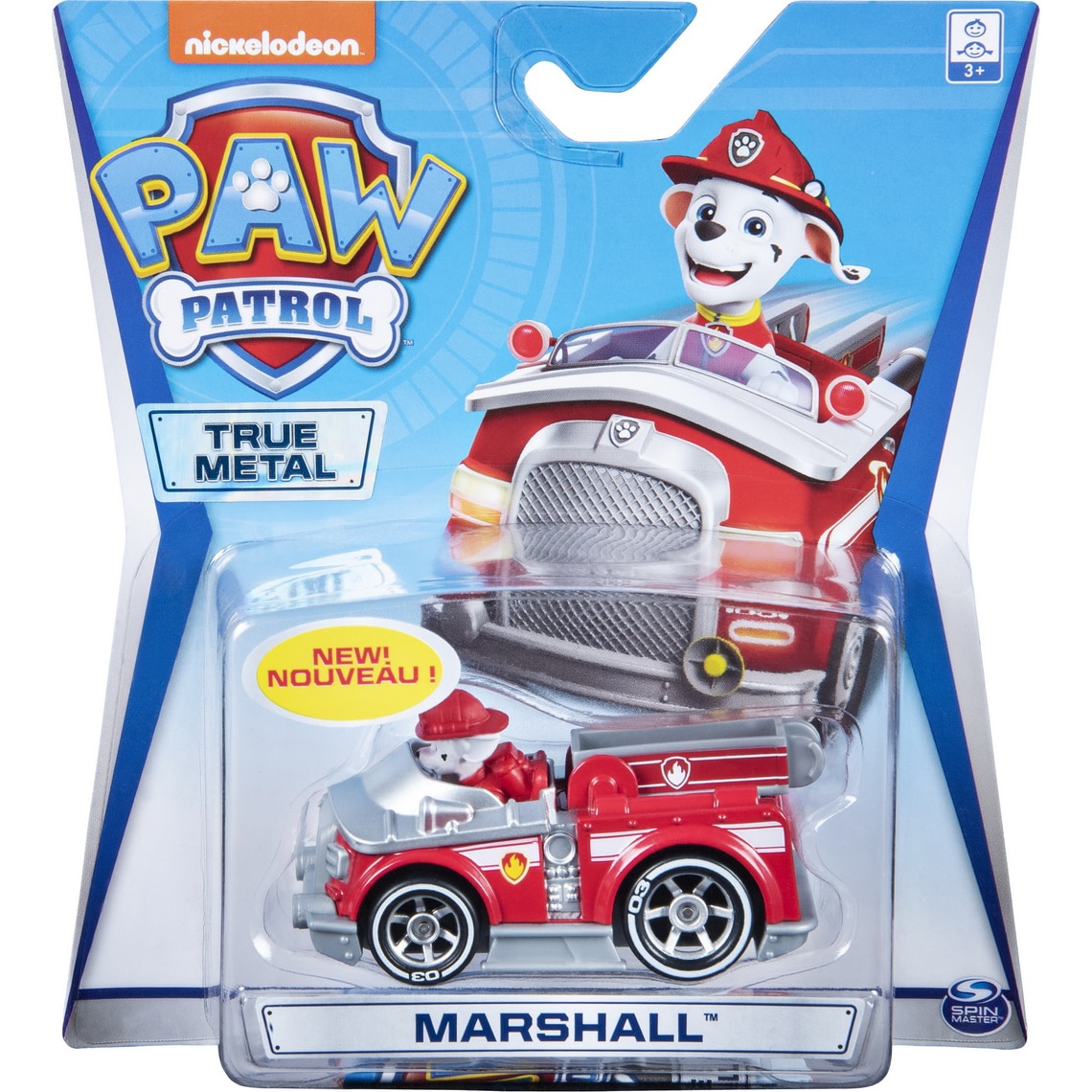 Masinuta Paw Patrol True Metal - Marshall cu masina de pompieri, 1:55