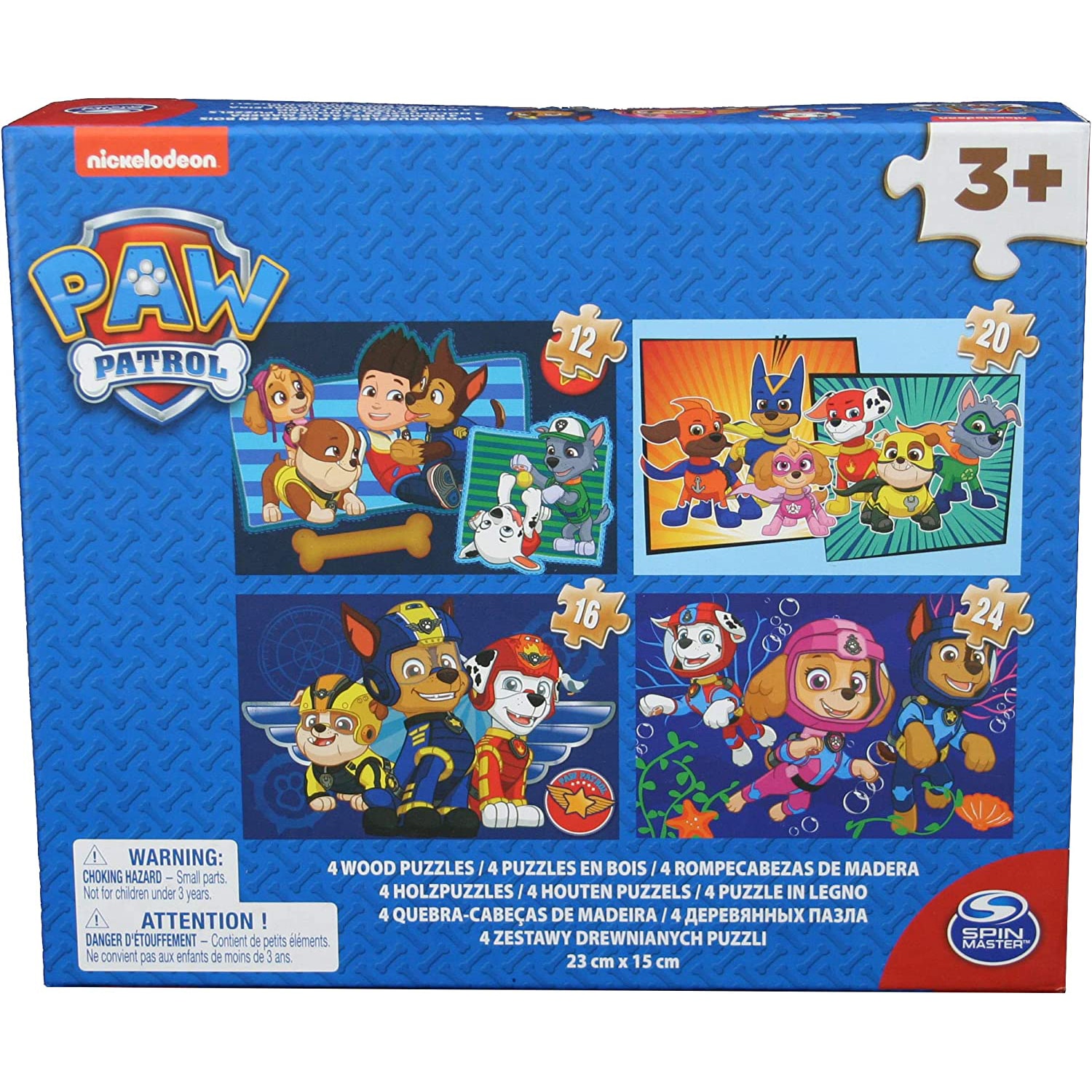 Puzzle lemn Paw Patrol 4 in 1, 12/16/20/24 piese
