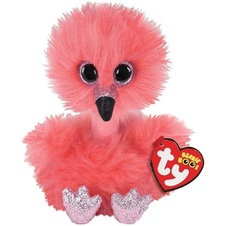 Jucarie de plus TY - Beanie Boos, Flamingo, 15 cm