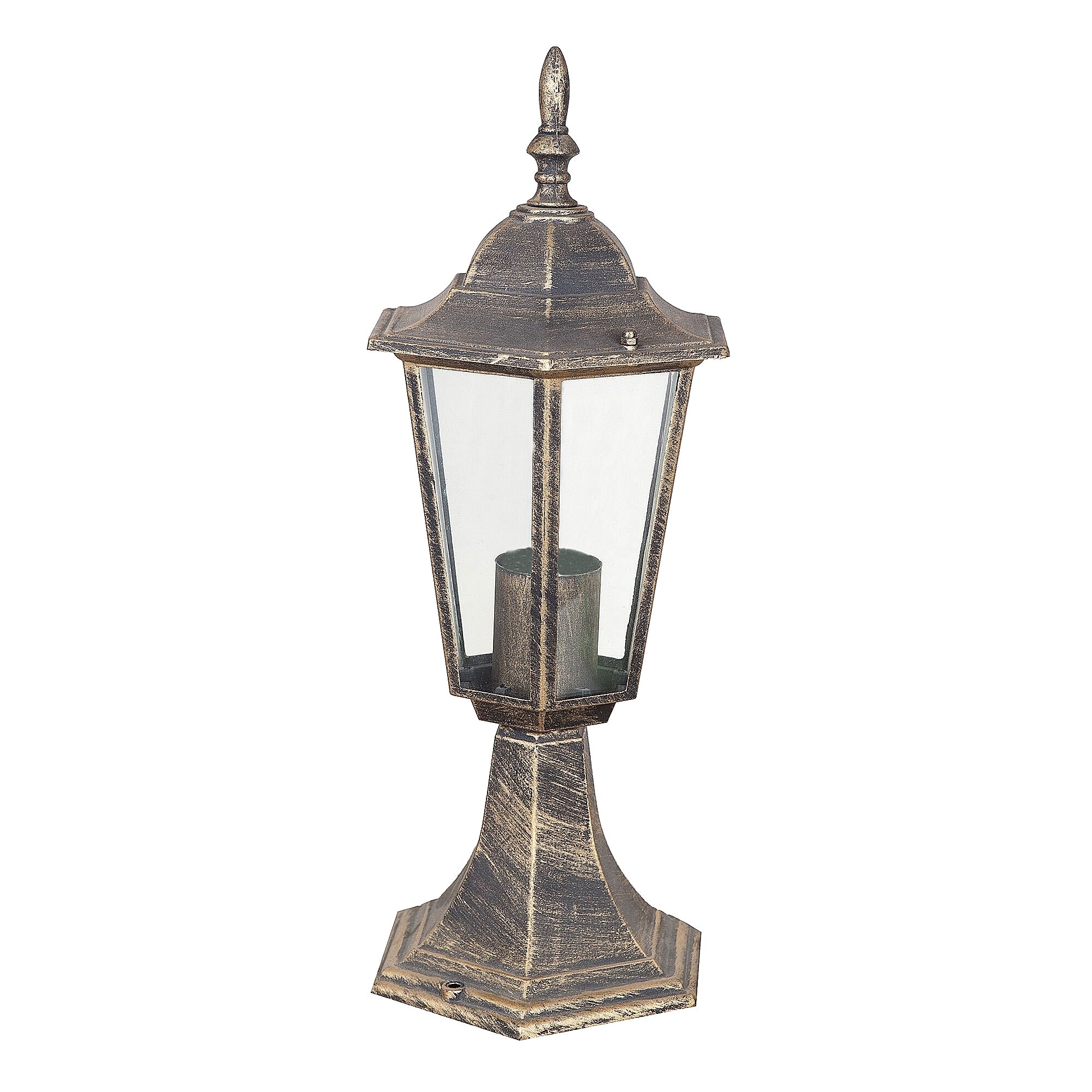 Stalp Ornamental Exterior Iluminat, RT, Casa Gradina Curte Alee Trotuar, Design Antichizat, Felianar, Dulie Soclu E27, Inaltime 42cm