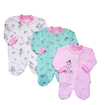 Set 3 salopete fete din catifea, Balerina, varsta 0-3 luni, 62 cm, Multicolor Set 3 salopete fete din catifea, Balerina, varsta 0-3 luni, 62 cm, Multicolor