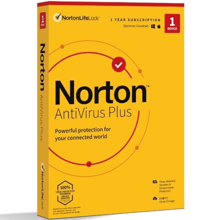 Norton Plus Antivírus, Plus, Backup 2GB, 1 éves licensz, 1 felhasználó
