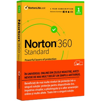 Norton 360 Standard, Backup 10GB, 1 an, 1 dispozitiv Norton 360 Standard, Backup 10GB, 1 an, 1 dispozitiv