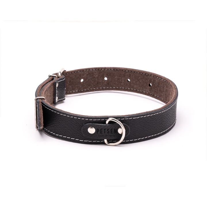 Zgarda pentru caine din piele naturala XXL Neagra