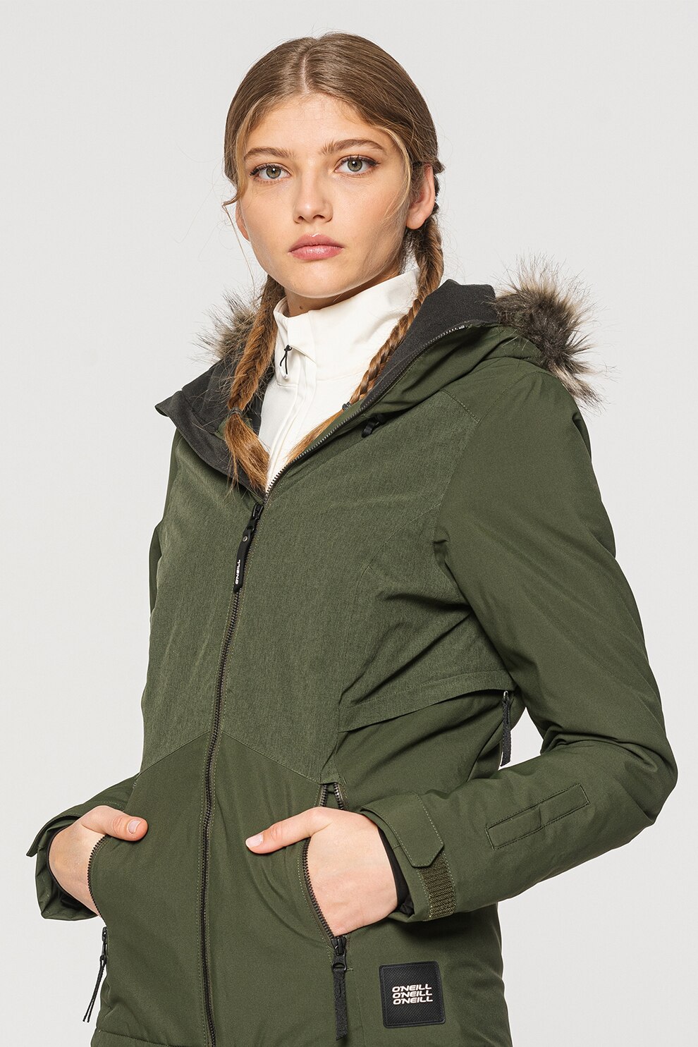 O'Neill, Geaca cu gluga pentru schi Halite, Verde militar, XS