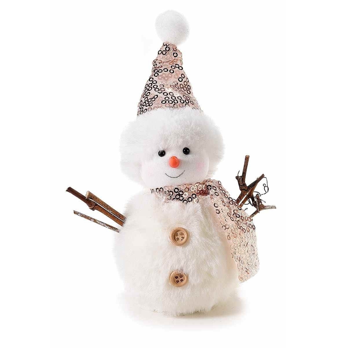 Figurina Om de Zapada din textil alb cu paiete aurii 11x7x16 cm