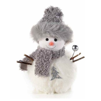 Figurina Om de Zapada din textil alb gri 12x6x15 cm Figurina Om de Zapada din textil alb gri 12x6x15 cm