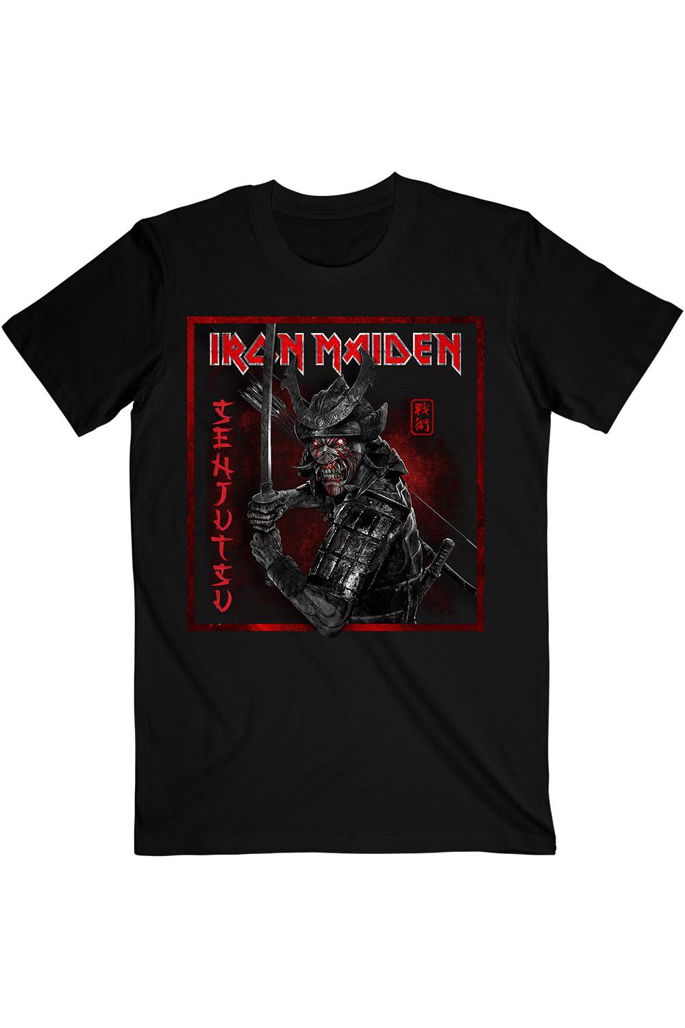 Tricou pentru barbati, Iron Maiden, Senjutsu Cover Distressed, Negru