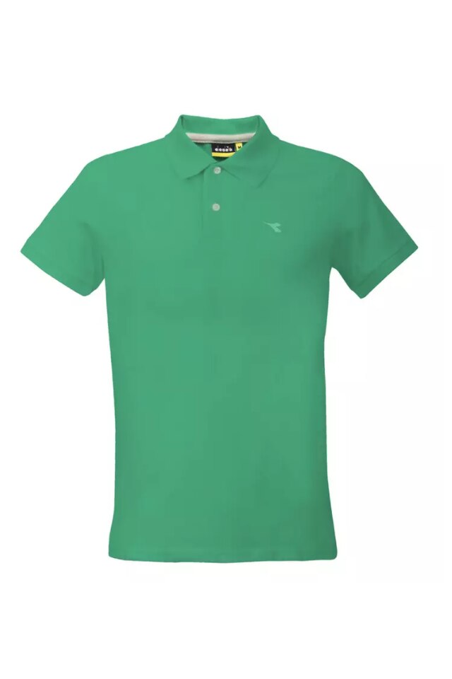 Tricou Barbati Polo Diadora din bumbac, cu inscriptie logo, Verde inchis