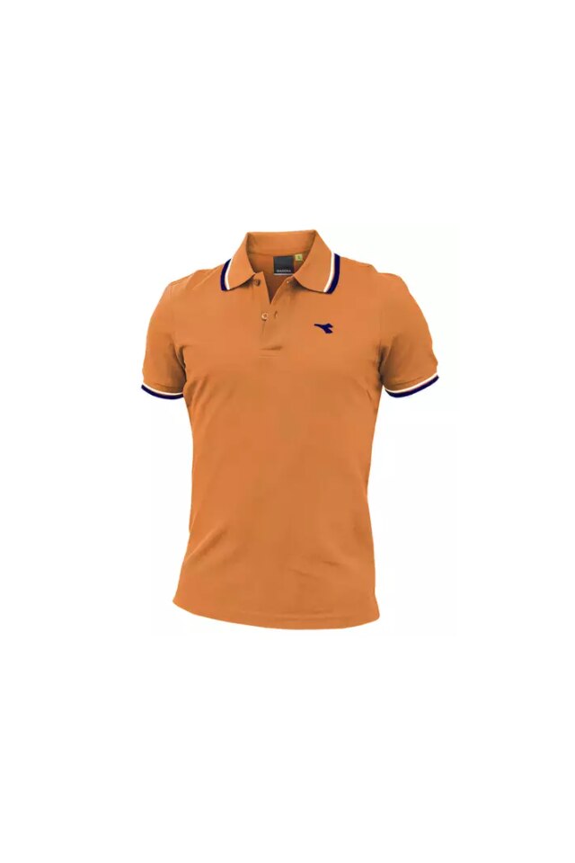 Tricou Barbati Polo Diadora din bumbac, cu detalii contrastante, Portocaliu