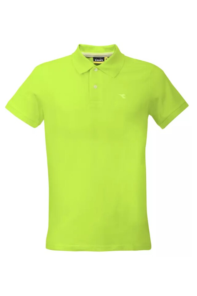 Tricou Barbati Polo Diadora din bumbac, cu inscriptie logo, Verde