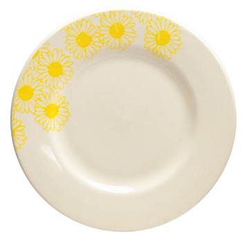 Farfurie desert, Cesiro, diametrul 20 cm, Alb Pur decorat cu margarete galbene Farfurie desert, Cesiro, diametrul 20 cm, Alb Pur decorat cu margarete galbene