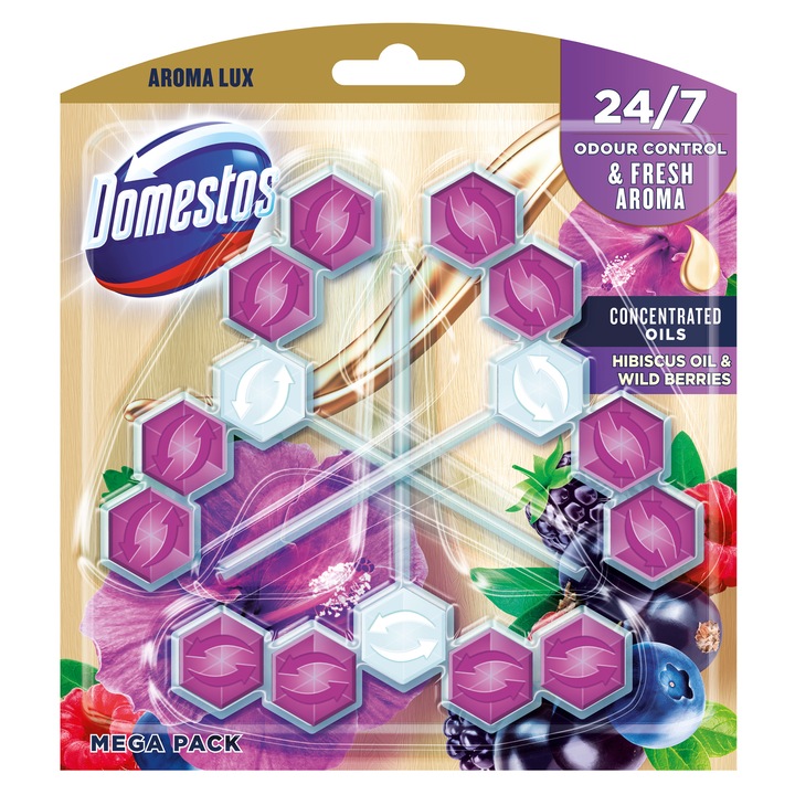 Odorizant toaleta, DOMESTOS, 3 x 55g