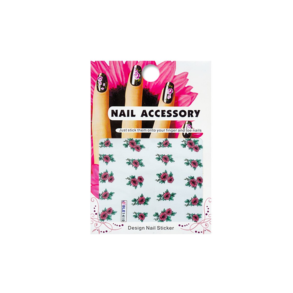 Tatuaj sticker cu efect acrilic, MoonbasaNails, BLE-1419, Multicolor