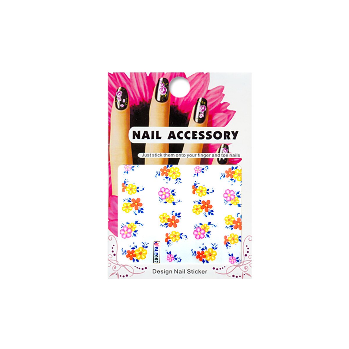 Tatuaj sticker cu efect acrilic, MoonbasaNails, BLE967, Multicolor