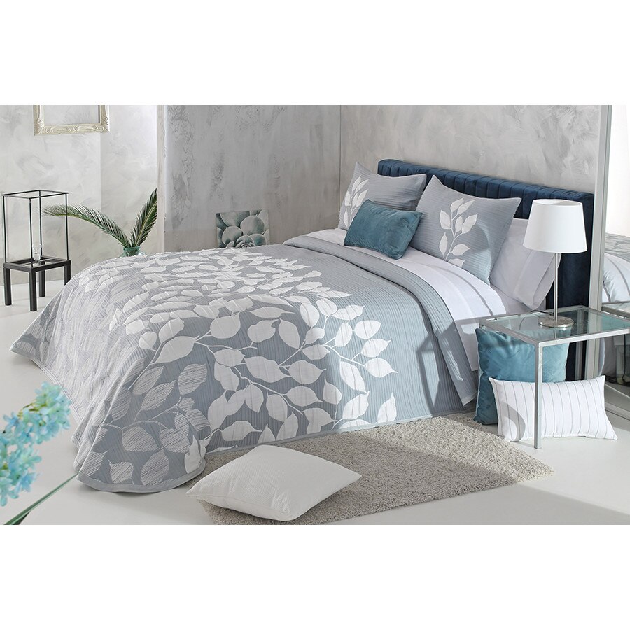 Set Cuvertura premium Padova si 2 fete de perna, Reig Marti, design albastrui, dimensiune 280 cm x 270 cm