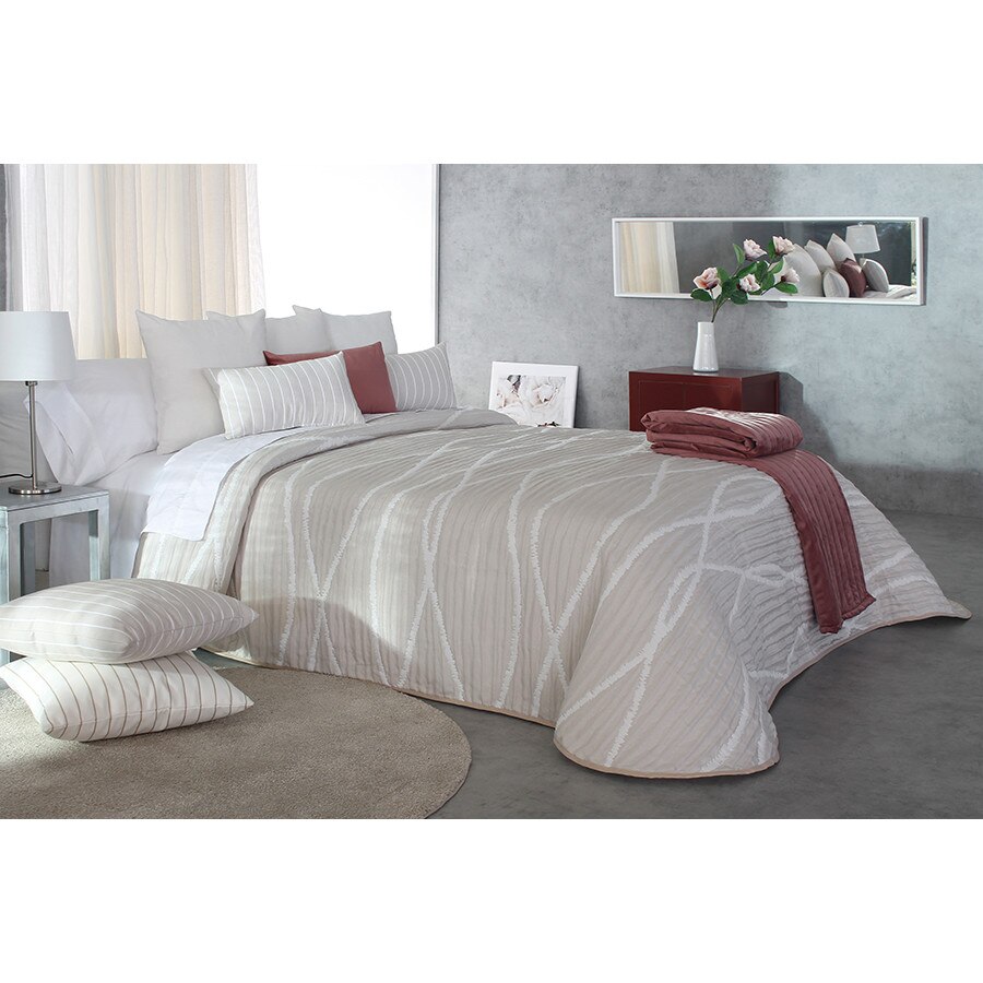 Set Cuvertura Oxido si 2 fete de perna, Reig Marti, bej, dimensiune 250 cm x 270 cm