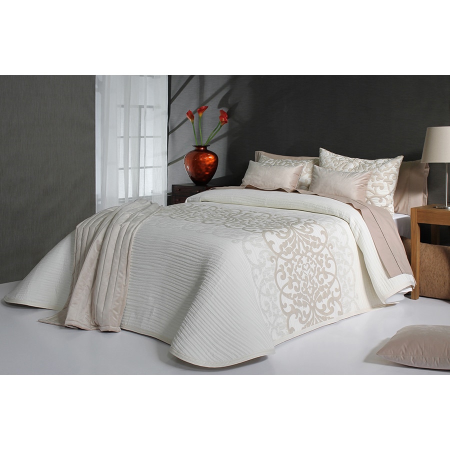 Set Cuvertura premium Pompey si 2 fete de perna, Reig Marti, bej, dimensiune 280 cm x 270 cm