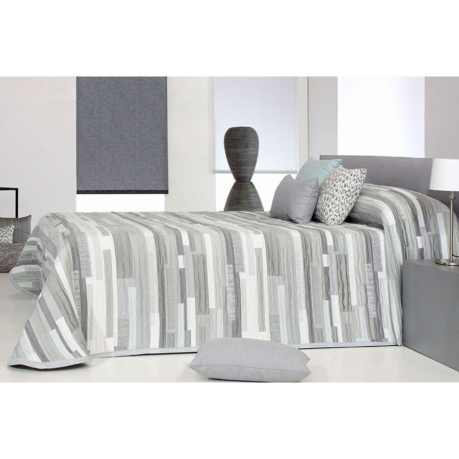 Set Cuvertura Mate si o fata de perna, Reig Marti, gri, 190 cm x 270 cm