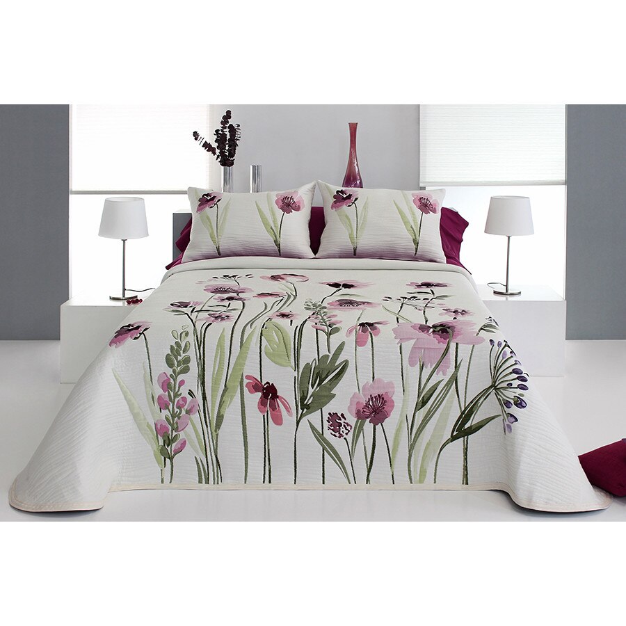 Set Cuvertura premium Okara si 2 fete de perna, Reig Marti, roz, dimensiune 250 cm x 270 cm