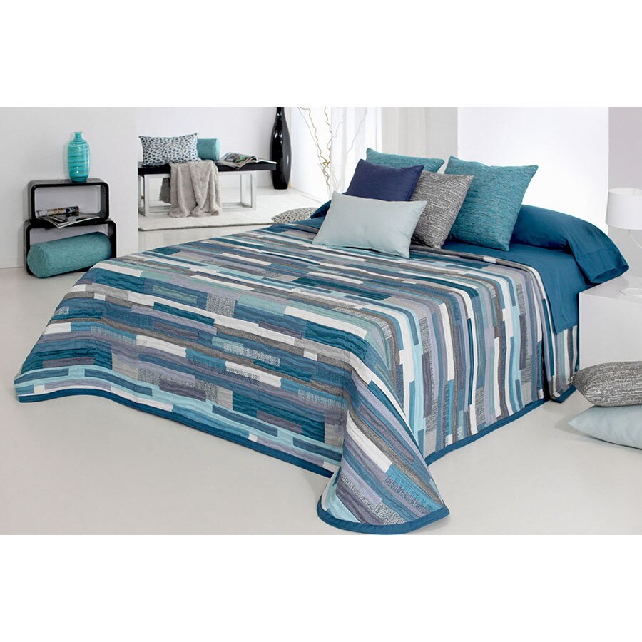 Set Cuvertura Mate si o fata de perna, Reig Marti, albastru, 205 cm x 270 cm