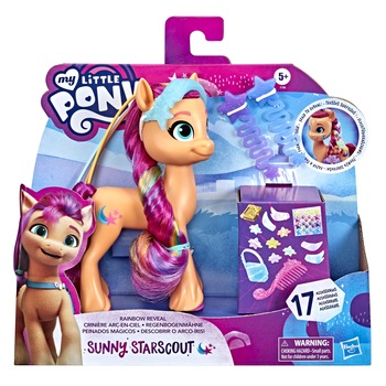 Figurina My Little Pony - Rainbow Reveal, Sunny Starscout, 17 accesorii, 15 cm Figurina My Little Pony - Rainbow Reveal, Sunny Starscout, 17 accesorii, 15 cm