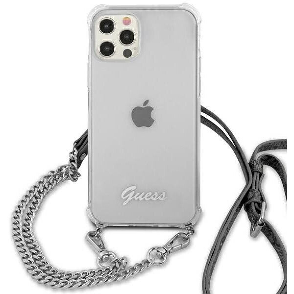 Husa Cover Guess Chain and Script PC 4G pentru iPhone 12 Pro Max Clear