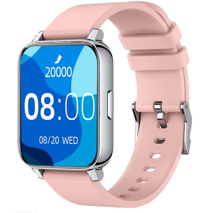 SmartWatch LikeSmart, 1.69", SpO2 оксиметър, Мониторинг на сърдечната честота и кръвното налягане, Розов