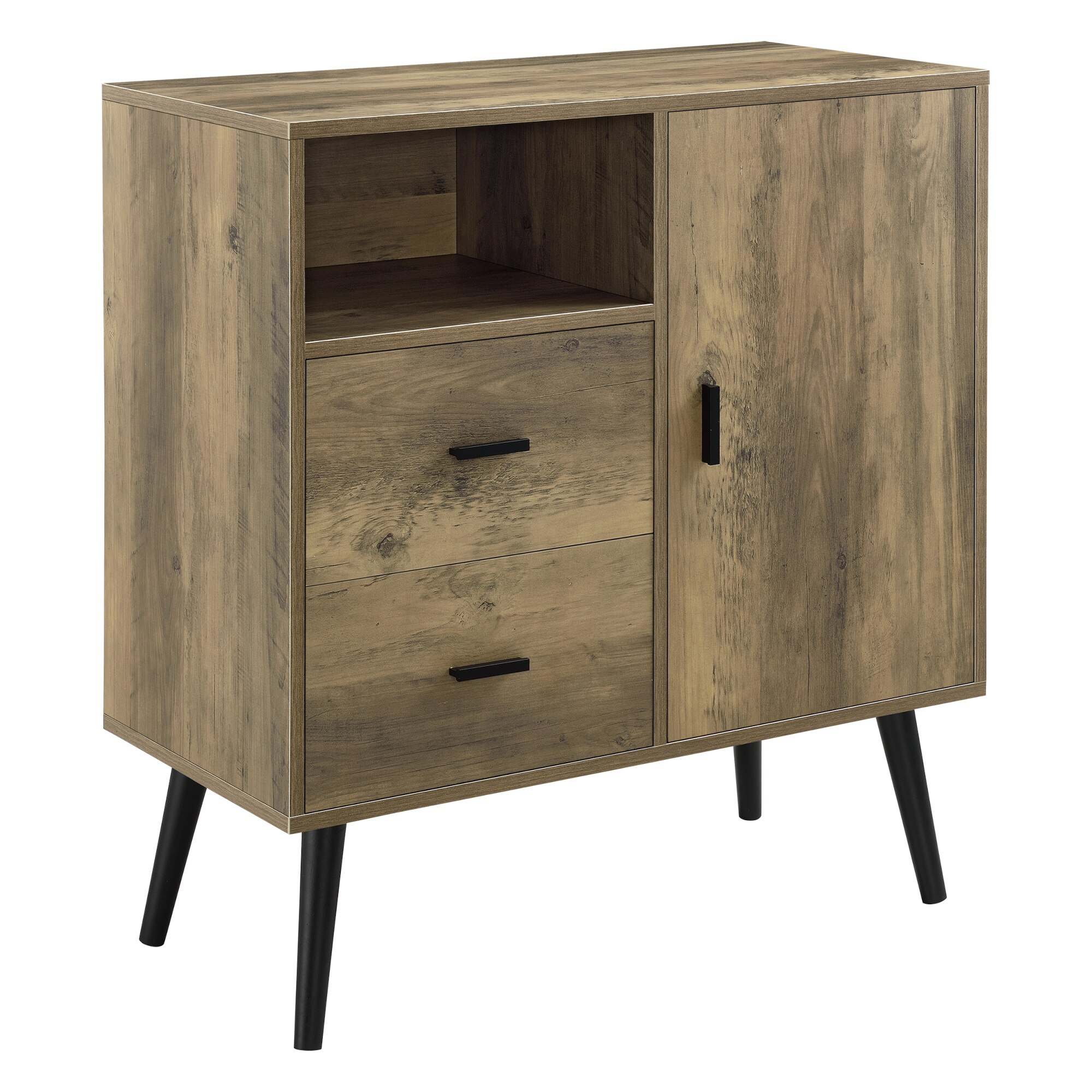 Comoda, en.casa, Tingsryd, 78 x 38 x 82 cm, pal, negru,efect lemn stejar