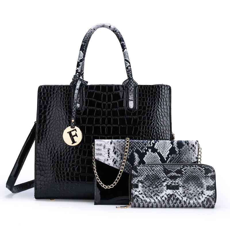 Set 3 Piese Geanta Dama Farah Negru 32x28x12 cm