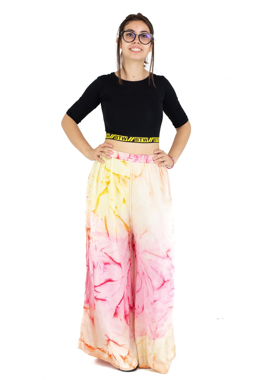 Pantaloni tip petala Tie-Dye, Multicolori