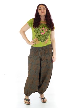 Salvari Ucca cu banda lata si print abstract, Maro, Marime universala Salvari Ucca cu banda lata si print abstract, Maro, Marime universala