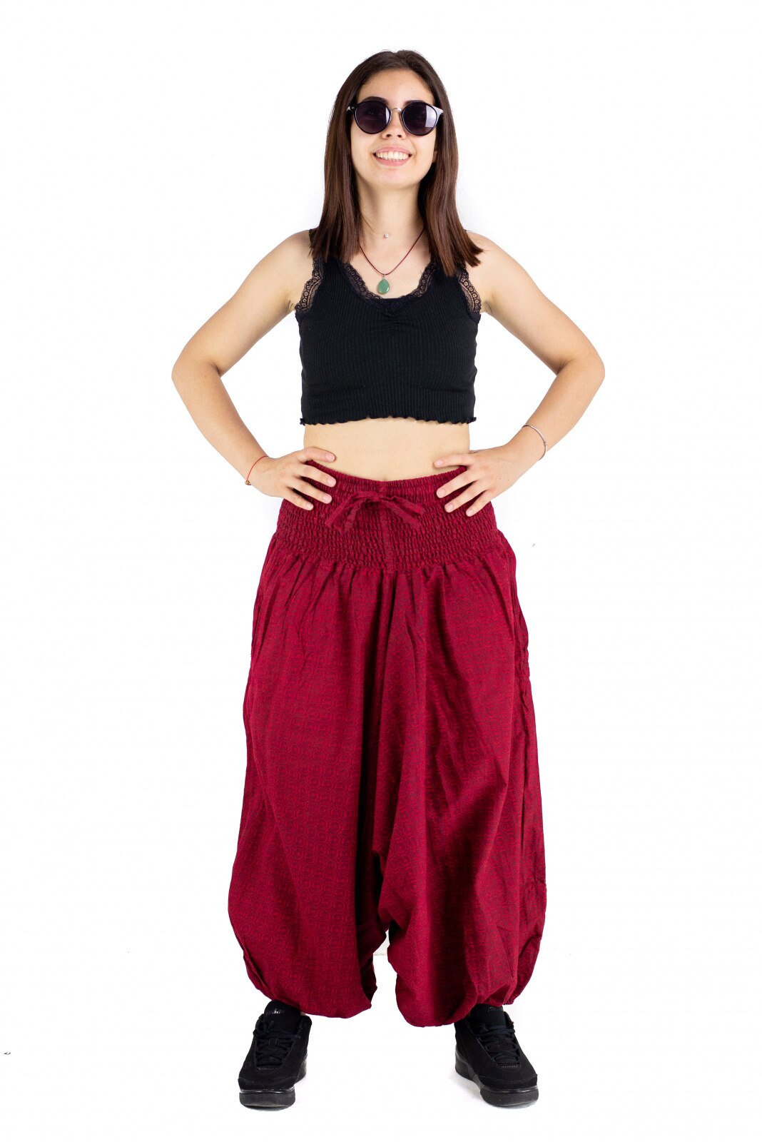 Salvari Ucca cu print Mandala, Burgundy, Marime universala