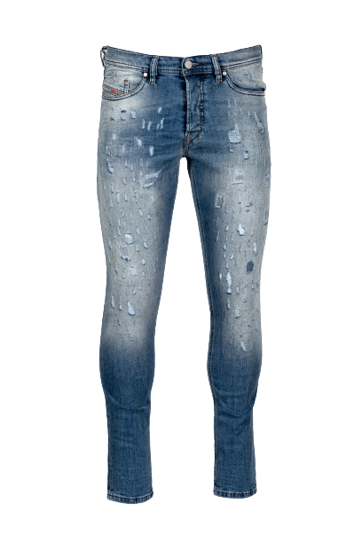 Blugi barbati, skinny, Diesel, Alb/Abastru