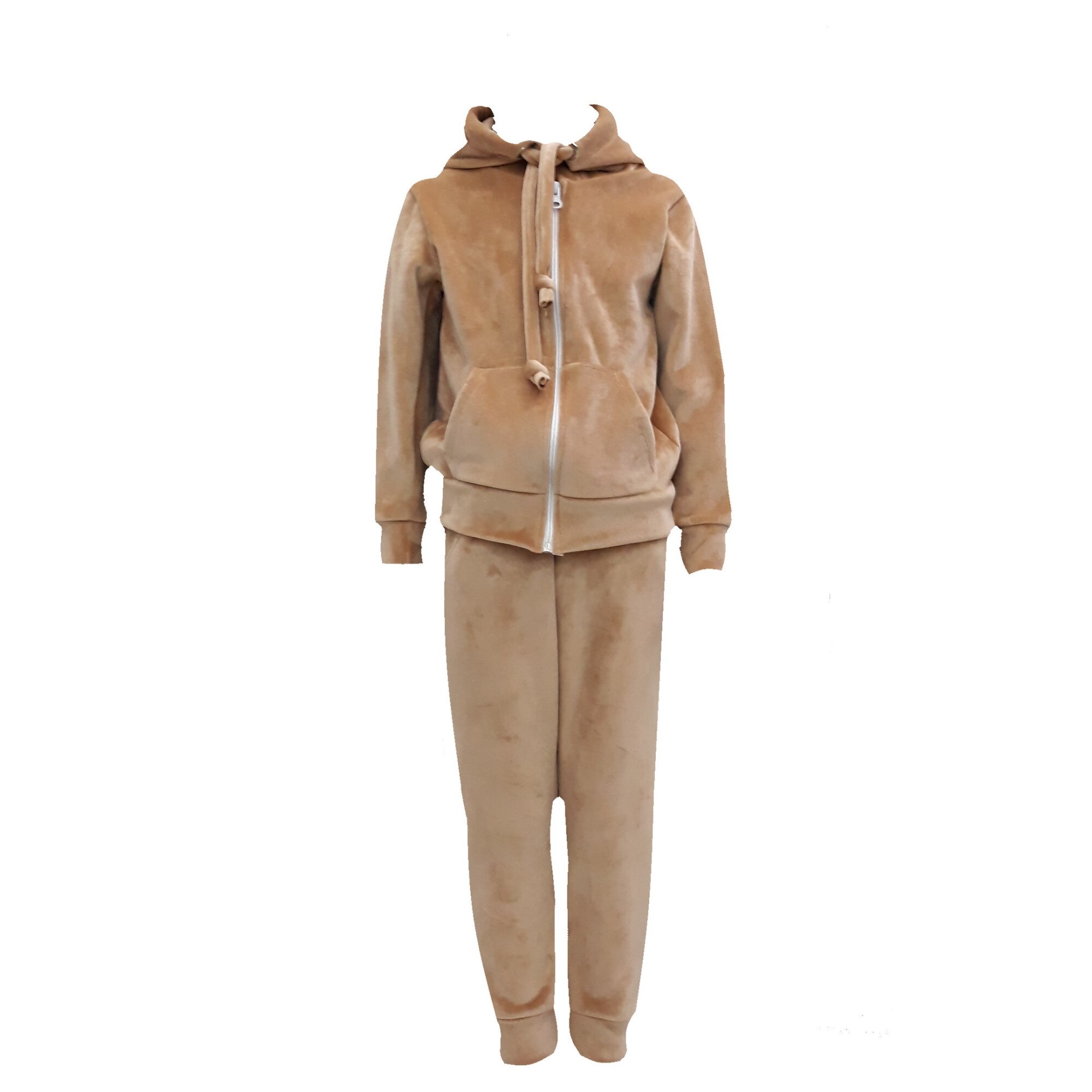 Compleu copii din catifea, doua piese, Bej