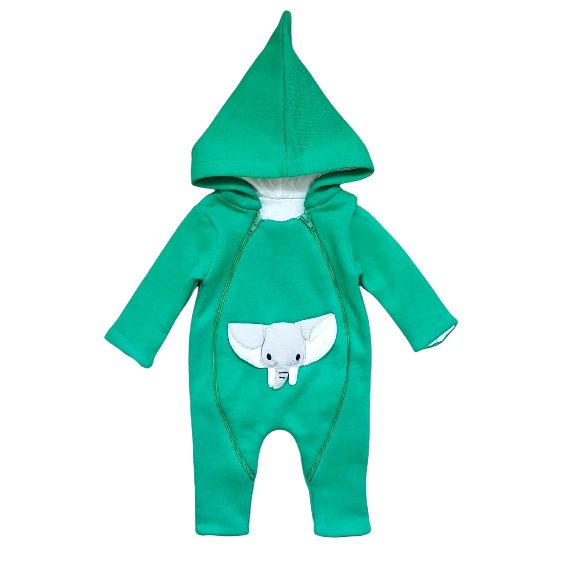 Salopeta captusita cu gluga baieti, Elefant, Verde