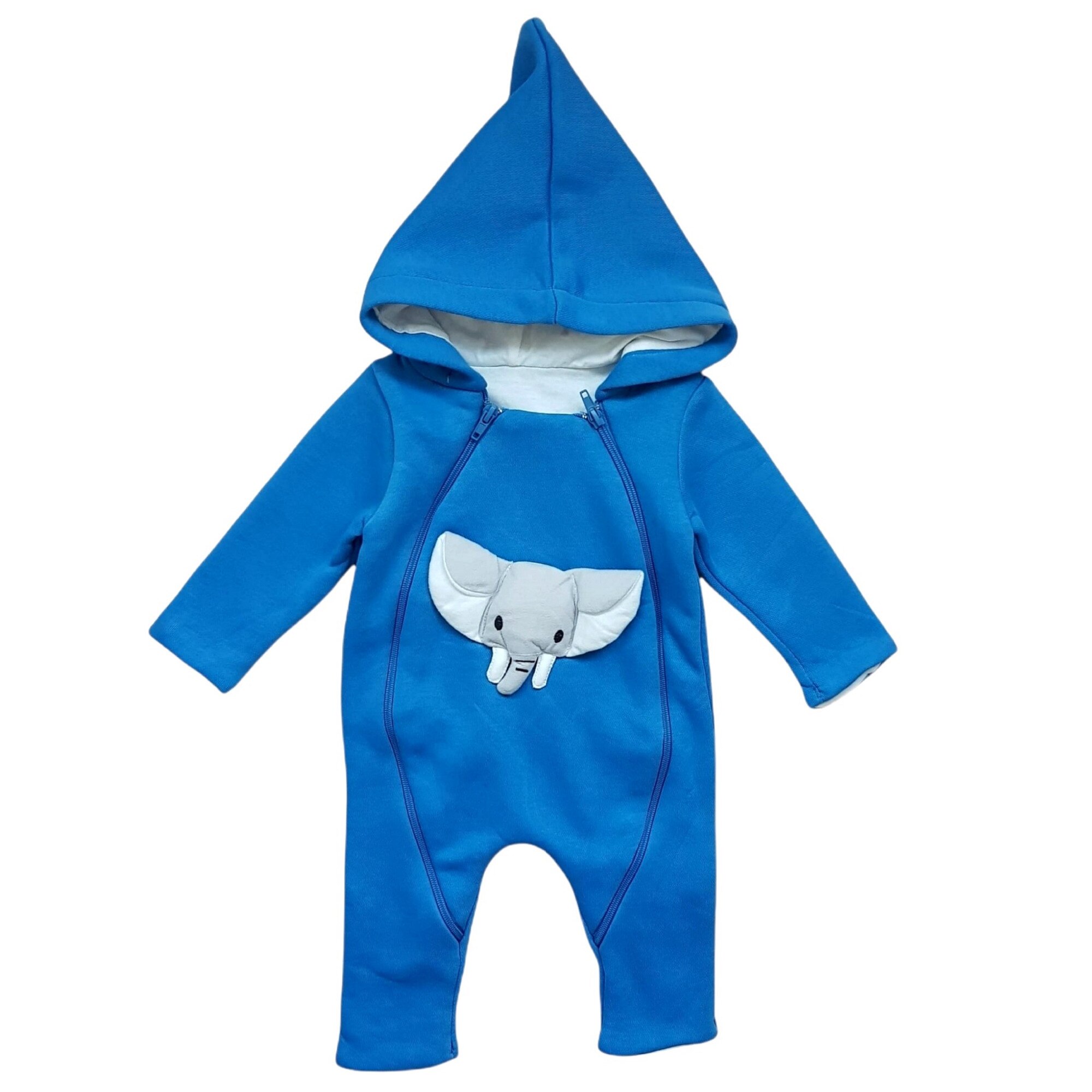 Salopeta captusita cu gluga baieti, Elefant, Albastru