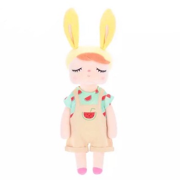 Papusa personalizata Angela Iepuras cu salopeta watermelon Papusa personalizata Angela Iepuras cu salopeta watermelon