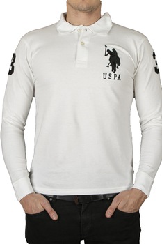 Bluza barbateasca cu maneci lungi US Polo Assn., alba, marime 2XL Bluza barbateasca cu maneci lungi US Polo Assn., alba, marime 2XL