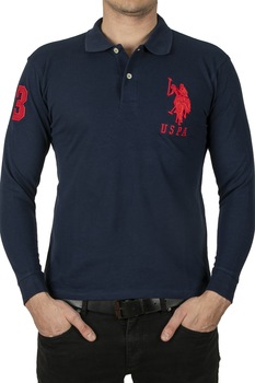 Bluza barbateasca cu US Polo Assn, neagra Bluza barbateasca cu US Polo Assn, neagra