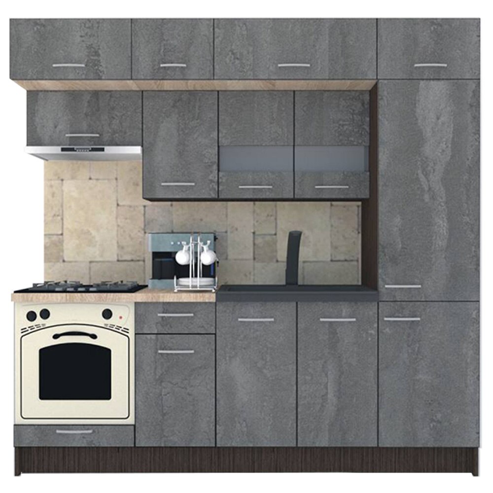 Set Bucatarie Genarom BIGMAR New 230 A, 230 x 225,5 x 60 cm, Wenge / Decor K352