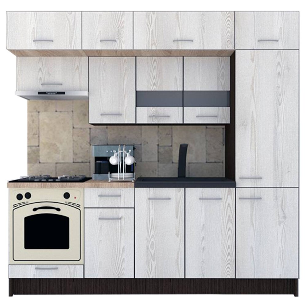 Set Bucatarie Genarom BIGMAR New 230 A, 230 x 225,5 x 60 cm, Wenge / Decor K010