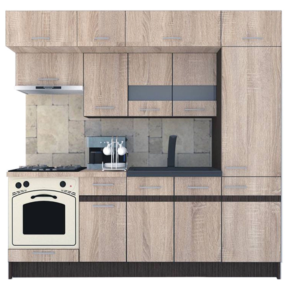 Set Bucatarie Genarom BIGMAR New 230 A, 230 x 225,5 x 60 cm, Stejar Sonoma