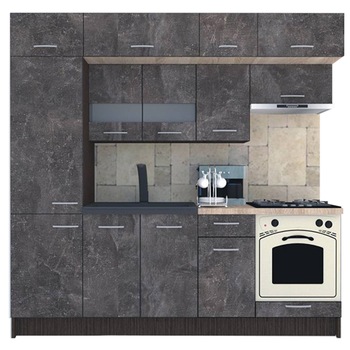 Set Bucatarie Genarom BIGMAR New 230 B, 230 x 225,5 x 60 cm, Wenge / Decor 4299 Set Bucatarie Genarom BIGMAR New 230 B, 230 x 225,5 x 60 cm, Wenge / Decor 4299