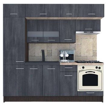 Set Bucatarie Genarom BIGMAR New 230 B, 230 x 225,5 x 60 cm, Wenge / Decor 8509 Set Bucatarie Genarom BIGMAR New 230 B, 230 x 225,5 x 60 cm, Wenge / Decor 8509