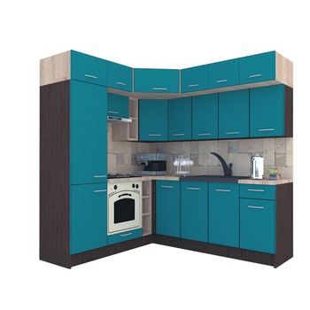 Set Bucatarie de Colt Genarom BIG GENA NEW DR. 190-220 x 225,5 x 60 cm, Cu Corp de Cuptor, Wenge / Decor 0245 Set Bucatarie de Colt Genarom BIG GENA NEW DR. 190-220 x 225,5 x 60 cm, Cu Corp de Cuptor, Wenge / Decor 0245