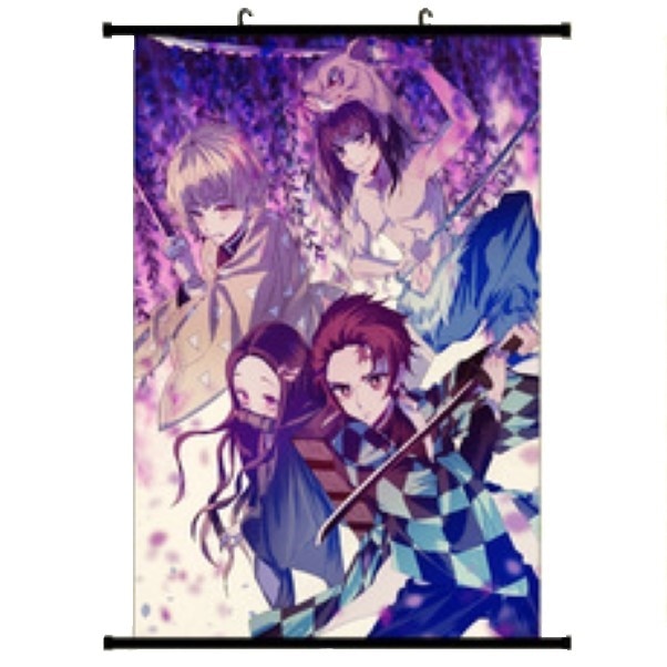 Poster din panza, Demon Slayer, personaje,cu suport ,5 personaje, 60*90cm