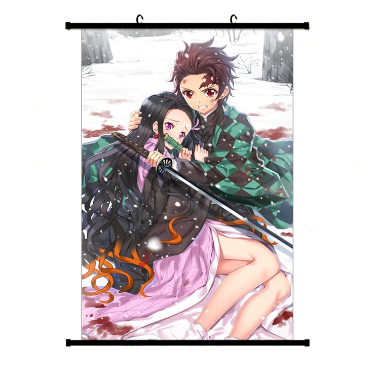 Poster din panza, Demon Slayer , Nezuko Kamado si Tanjiro Kamado, 60*90cm
