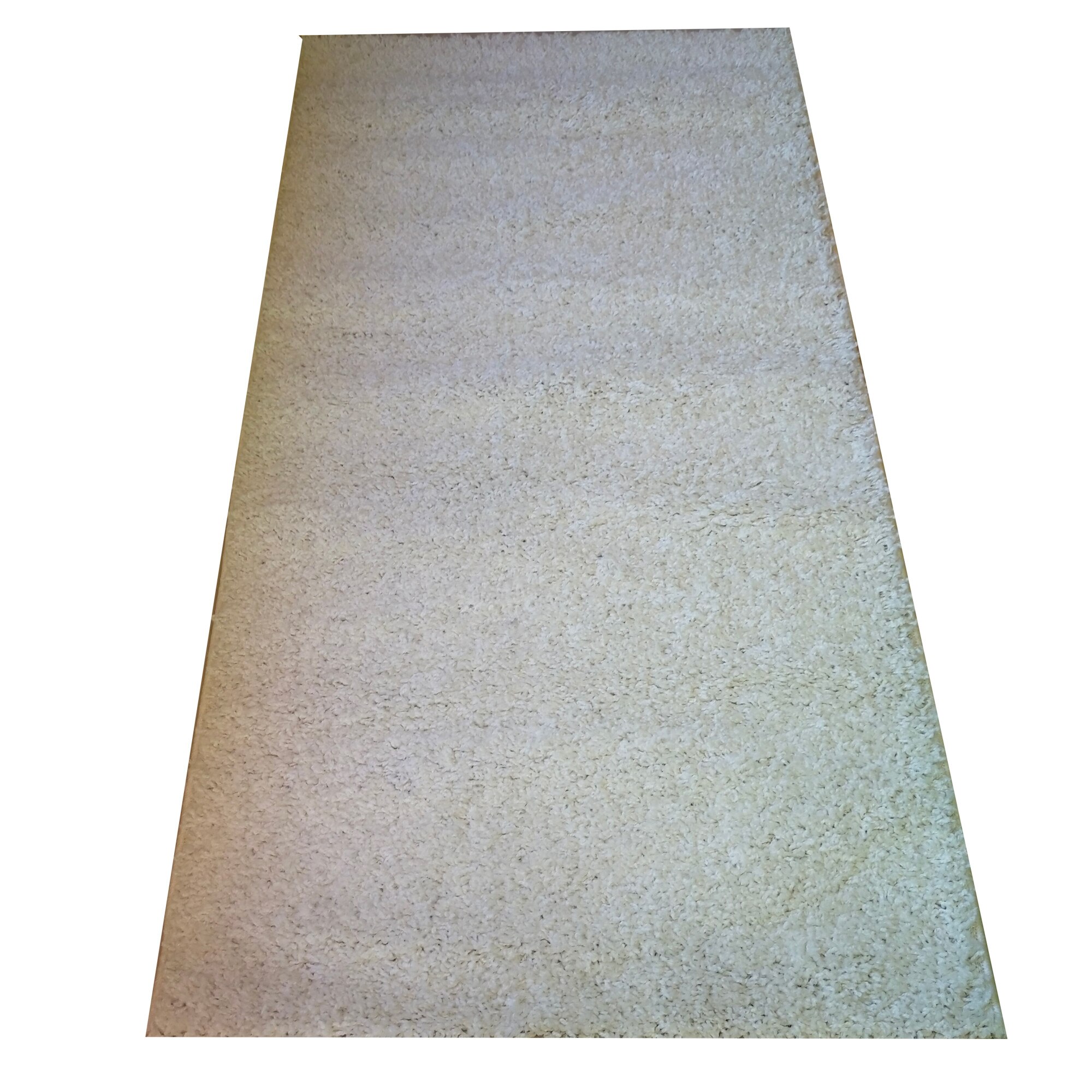 Traversa alba shaggy 100x380 cm grosime 25 mm, greutate 2,3 kg/mp