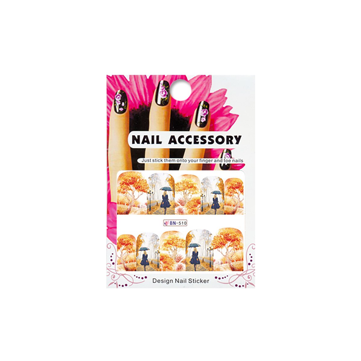 Tatuaj sticker cu efect acrilic, MoonbasaNails, BN-510, Multicolor